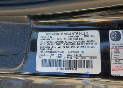 2013 Nissan 370Z Base from USA, damaged, VIN JN1AZ4EHXDM381485